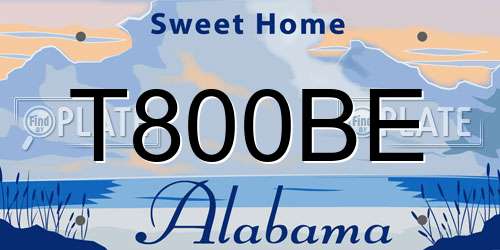 T800BE Alabama License Plate
