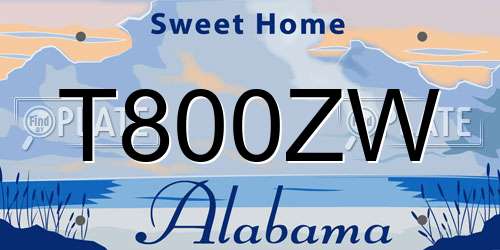 T800ZW Alabama License Plate
