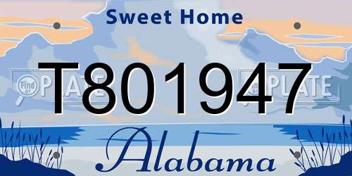 T801947 Alabama License Plate