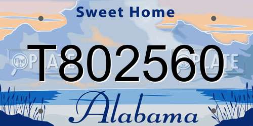 T802560 Alabama License Plate