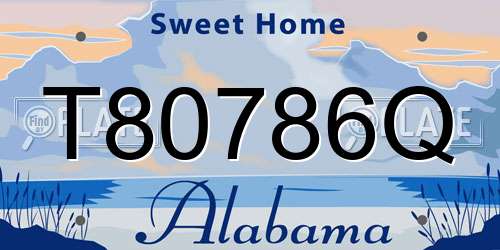 T80786Q Alabama License Plate