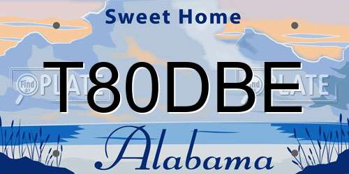 T80DBE Alabama License Plate