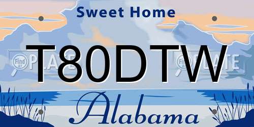 T80DTW Alabama License Plate