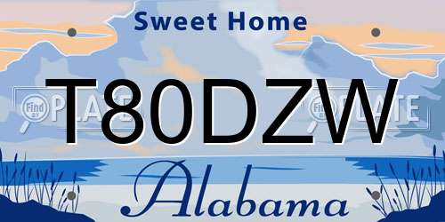 T80DZW Alabama License Plate