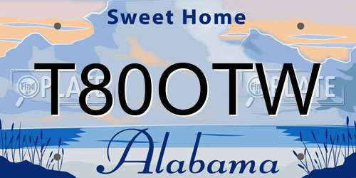 T80OTW Alabama License Plate