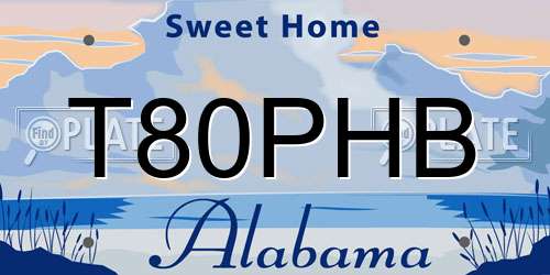 T80PHB Alabama License Plate