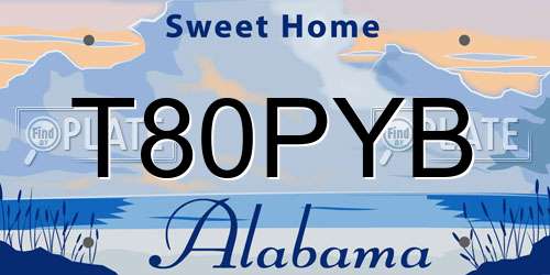 T80PYB Alabama License Plate