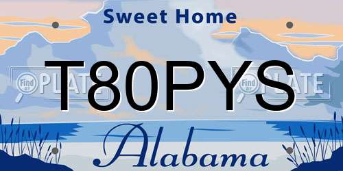T80PYS Alabama License Plate