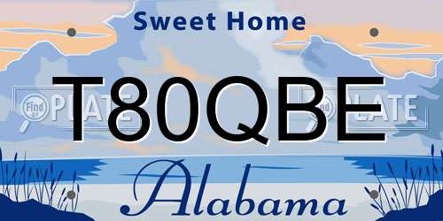 T80QBE Alabama License Plate