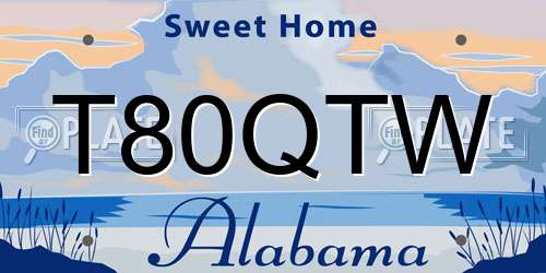 T80QTW Alabama License Plate