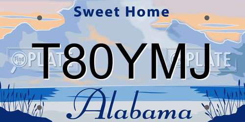T80YMJ Alabama License Plate