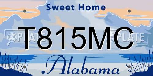 T815MC Alabama License Plate
