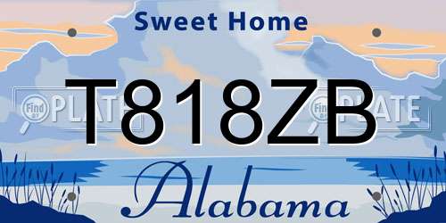 T818ZB Alabama License Plate