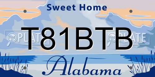 T81BTB Alabama License Plate