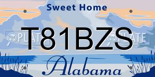 T81BZS Alabama License Plate