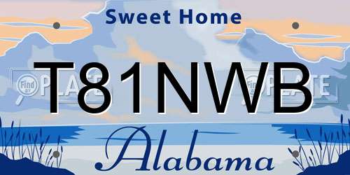 T81NWB Alabama License Plate