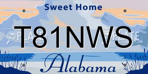 T81NWS Alabama License Plate
