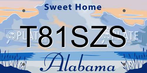 T81SZS Alabama License Plate