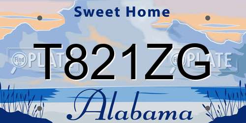 T821ZG Alabama License Plate