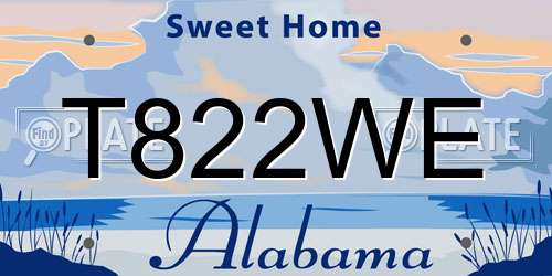 T822WE Alabama License Plate