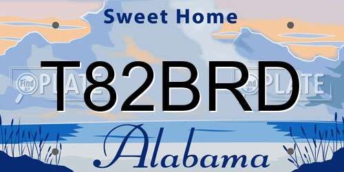 T82BRD Alabama License Plate