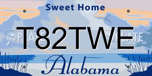 T82TWE Alabama License Plate