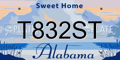 T832ST Alabama License Plate