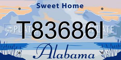 T83686I Alabama License Plate