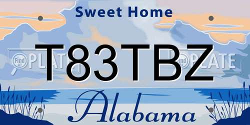 T83TBZ Alabama License Plate