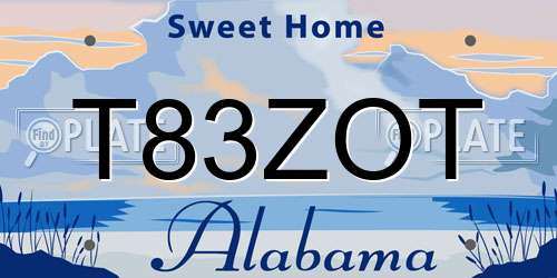 T83ZOT Alabama License Plate