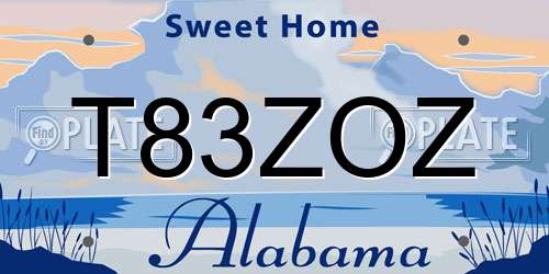 T83ZOZ Alabama License Plate
