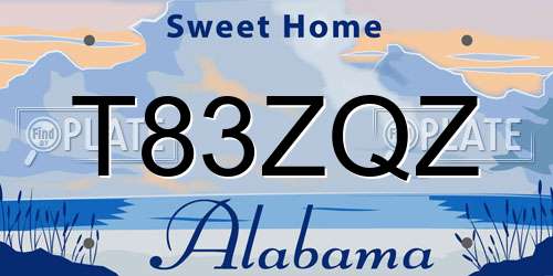 T83ZQZ Alabama License Plate
