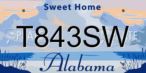 T843SW Alabama License Plate