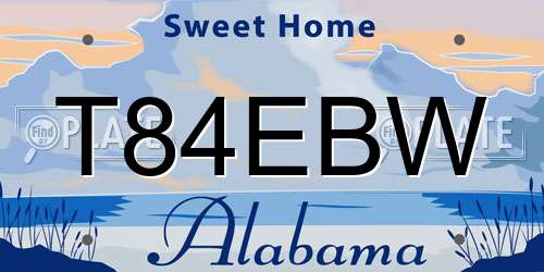 T84EBW Alabama License Plate