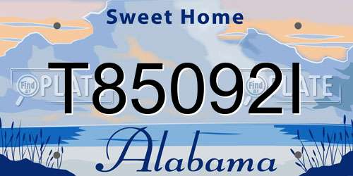 T85092I Alabama License Plate