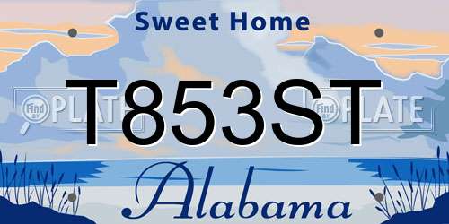 T853ST Alabama License Plate