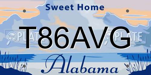 T86AVG Alabama License Plate