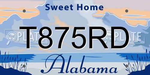 T875RD Alabama License Plate