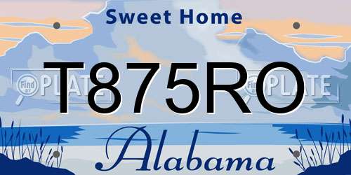 T875RO Alabama License Plate