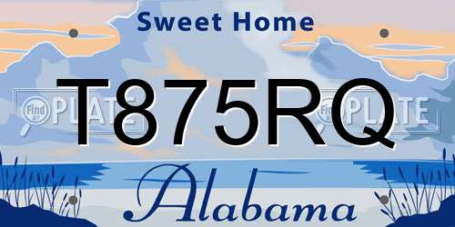 T875RQ Alabama License Plate