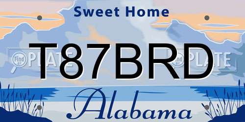 T87BRD Alabama License Plate
