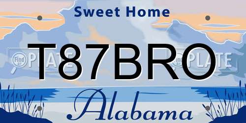 T87BRO Alabama License Plate