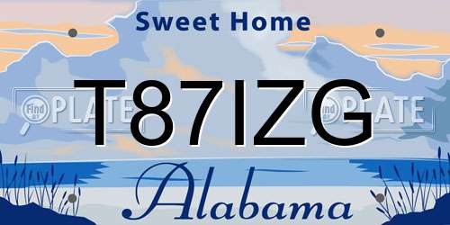 T87IZG Alabama License Plate