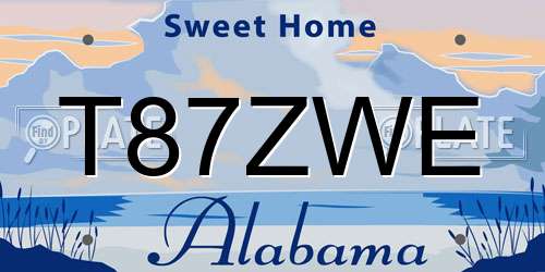 T87ZWE Alabama License Plate