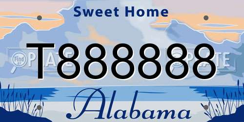 T888888 Alabama License Plate