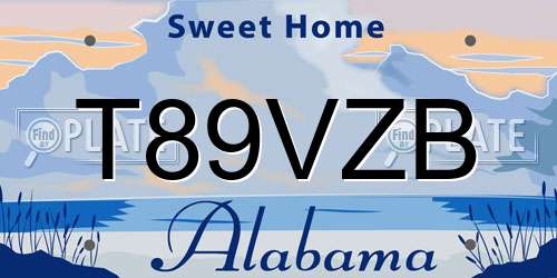 T89VZB Alabama License Plate