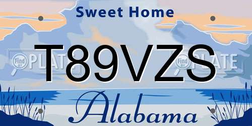 T89VZS Alabama License Plate