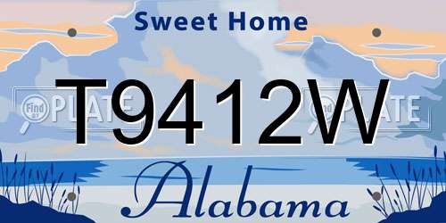 T9412W Alabama License Plate