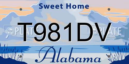 T981DV Alabama License Plate