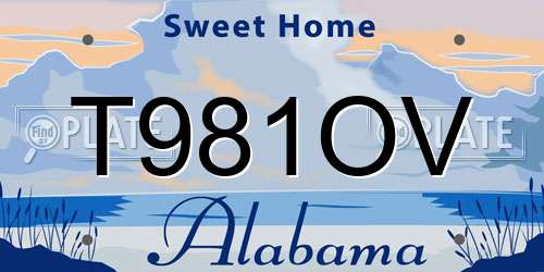 T981OV Alabama License Plate